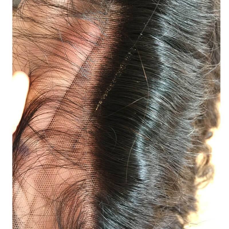 Ear To Ear Peruvian Lace Frontal Closure With Baby Hair 13X6 Top Grade 7A Loose Wave Natural Color Density 130%
