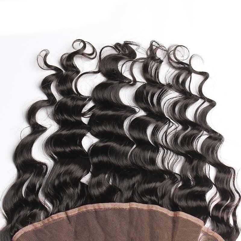 Natural Color Loose Wave Indian Remy Hair Lace Frontal Closure 13x4inchs