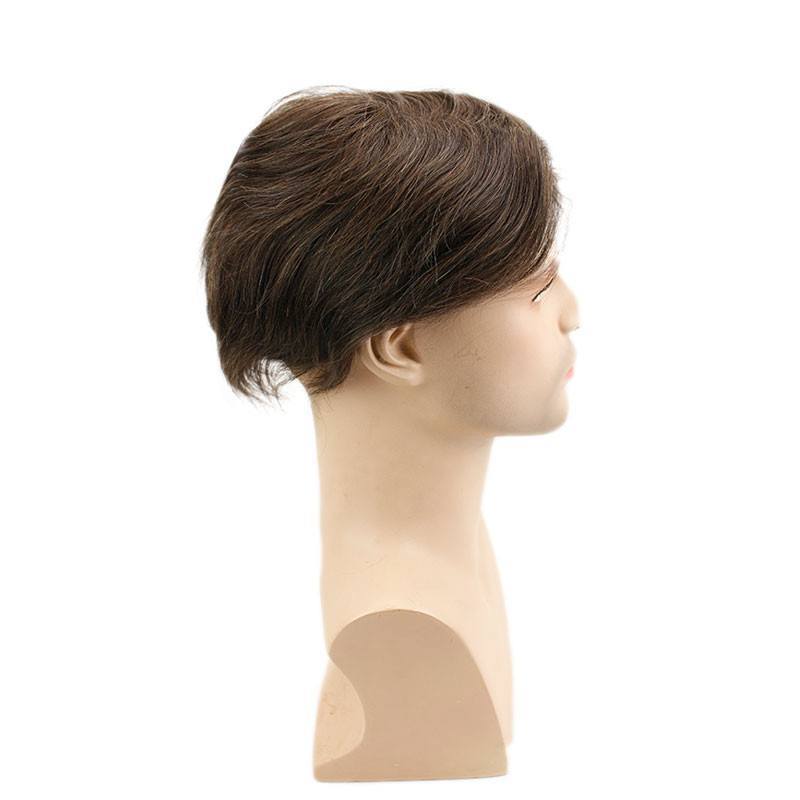 Eseewigs Whole PU Base 4# Brown Toupee for Men Durable Thin Skin Brazilian Remy Human Hair 10x8 inch Straight Hair Replacement