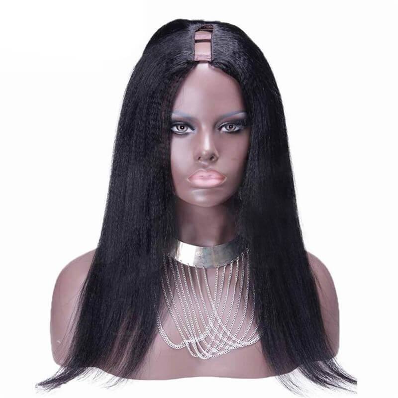 African American U Part Wigs Yaki Styles Brazilian Virgin Human Hair 8-24 in stock