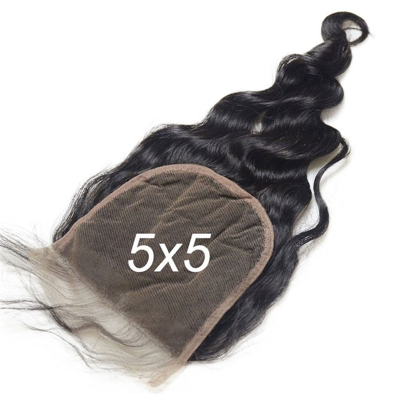 5X5 Lace Closure Loose Wave Grade 7A Peruvian Virgin Hair Lace Closure 3 Part Bleached Knots Free Middle Three Part Top Closure