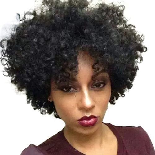 Short Kinky Curly Wig Real Human Hair Afro Curly Wigs Natural Looking For Women