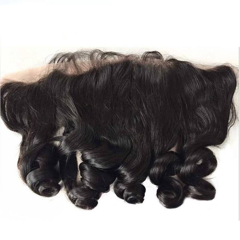 13X4 Loose Wave Ear To Ear Peruvian Lace Frontal Closure with baby hair Top Grade 7A Natural color density 130%