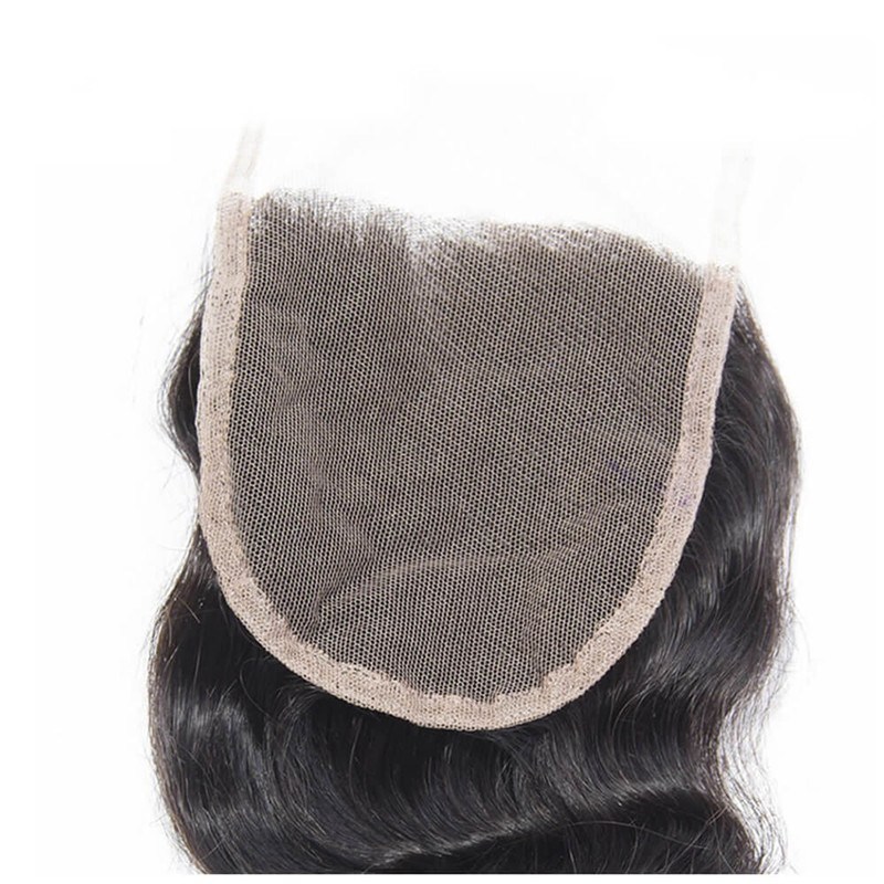 8A Peruvian Virgin Hair Loose Wave Lace Closure Loose Wave Human Hair Weave 4x4 Free Part Three Part 120% density natural color 1pc