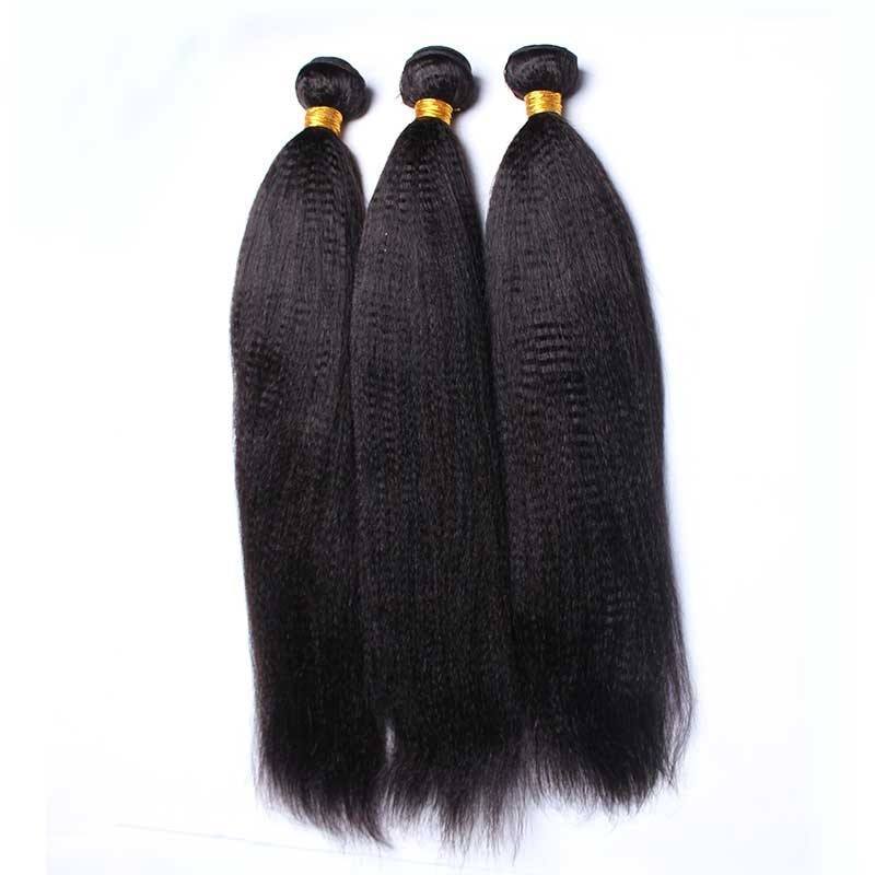 Brazilian Remy Hair Italian Yaki Human Hair Weaves 3Bundles Natural Color