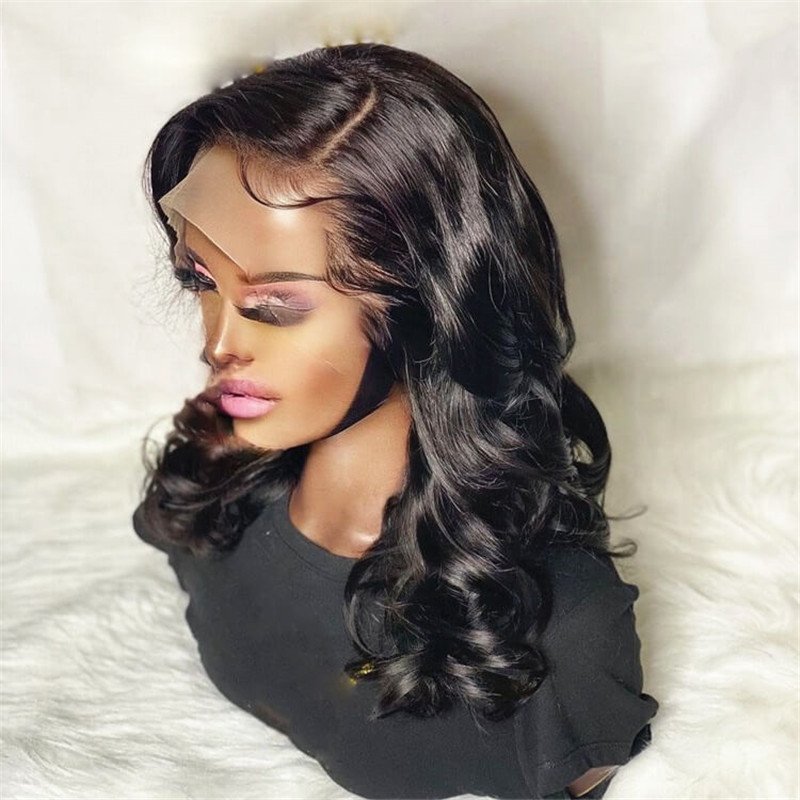 Fake Scalp Black Color Wave Pre Plucked Virgin Cuticle Aligned Hair Lace Front Wigs For Black Women Pre Plucked Hairline150 Den