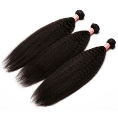 Natural Color Kinky Straight Brazilian Remy Human Hair Extensions Weave 3 Bundles