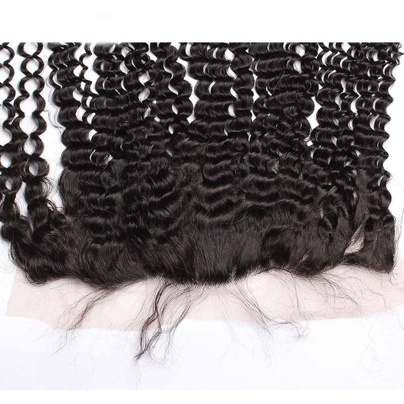 Kinky Curly Lace frontal Closure 13x4 with Baby Hair Natural Color Brazilian Hair