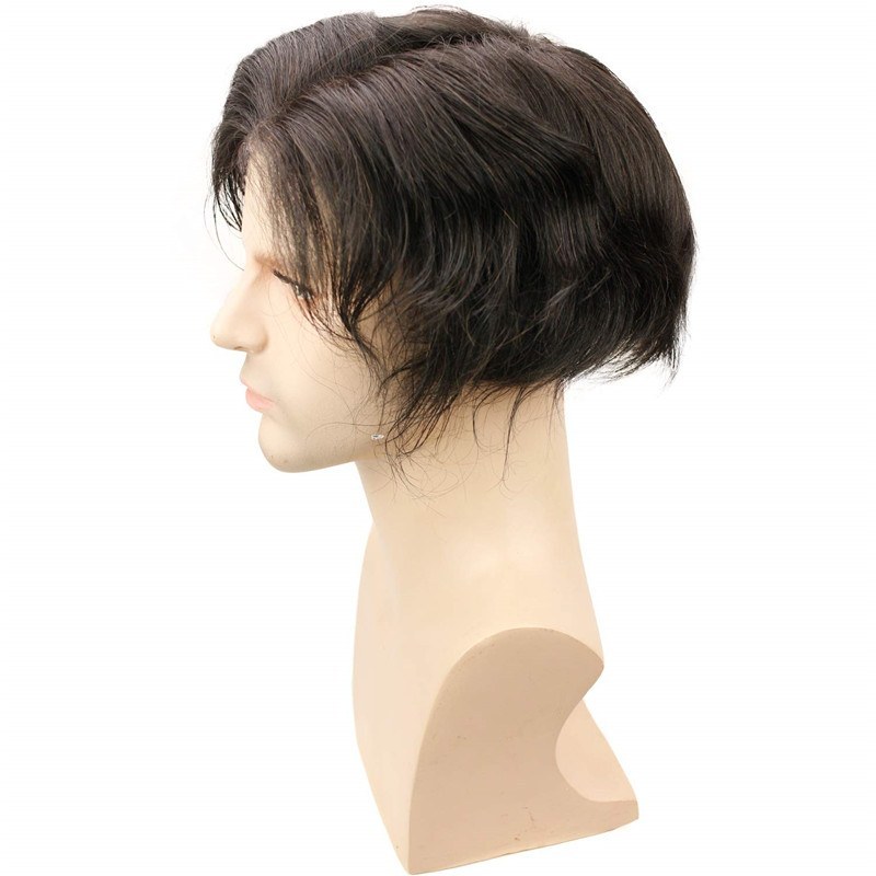 8X10 Toupee Durable Fine Mono Mens Hair Replacement System Lace Hair Replacement System For men 1B Black Hair