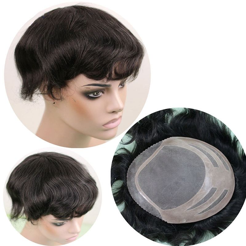 Mens Hairpiece Human Hair 3# Dark Brown Color Toupee Natural Wave Mono Lace with PU 10*8 inch