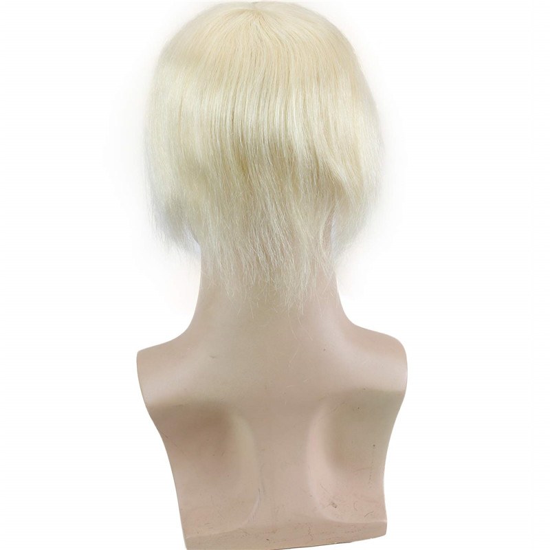 #613 Blonde Color Hairpiece Swiss lace Mono Base with Thin Skin For Men Medium Density Toupee