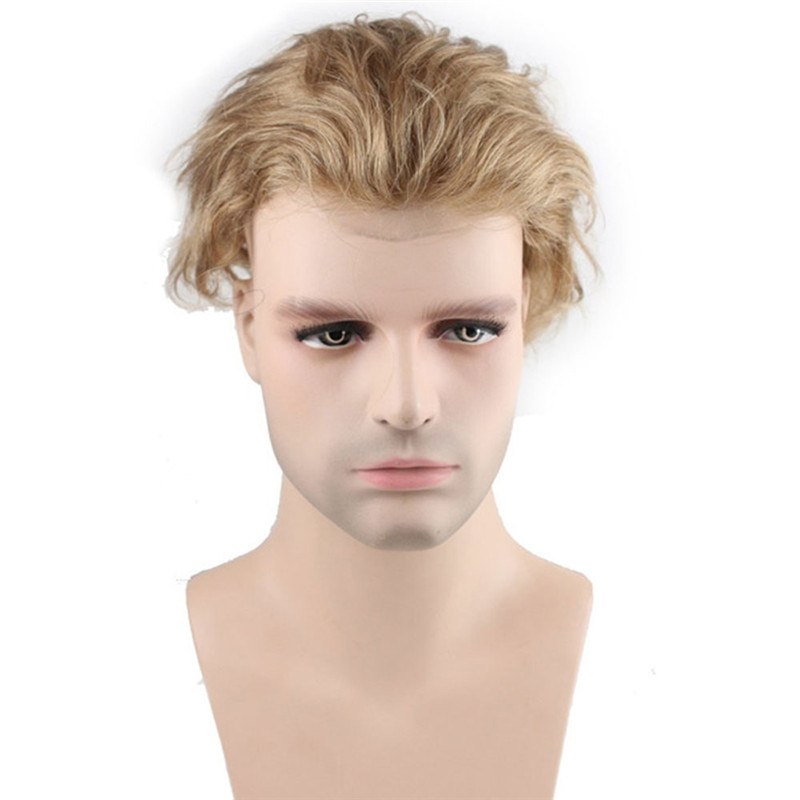Blonde Toupee Hairpiece Human Hair Toupee Wig Super Thin Skin Hair Replacement (#21 Ash Blonde)