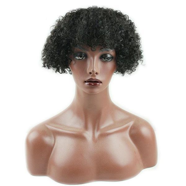 Short Kinky Curly Wig Real Human Hair Afro Curly Wigs Natural Looking For Women