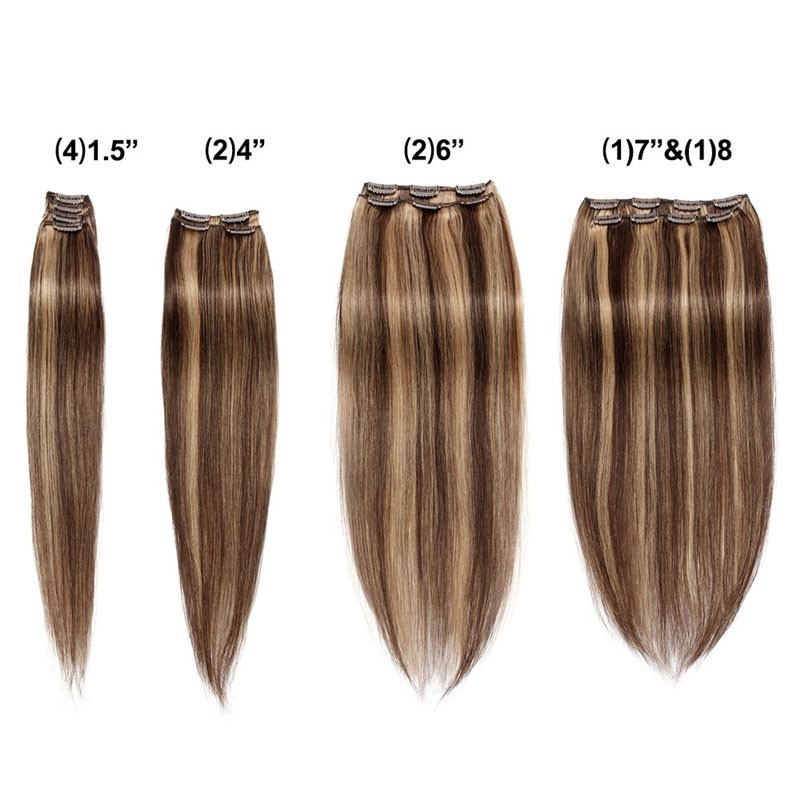 Brazilian Clip In Extensions Hightlight Color Silky Straight 120g 10pcs