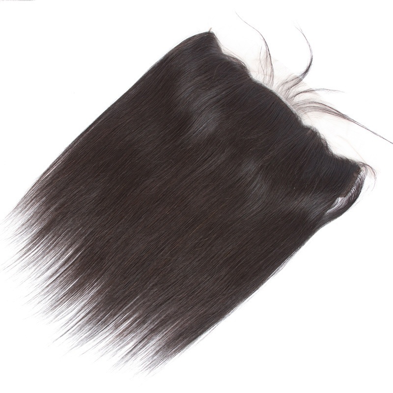 13X6 Human Hair Peruvian Virgin Hair Lace Frontal Closure Straight Natural Color Density 130% In Stock