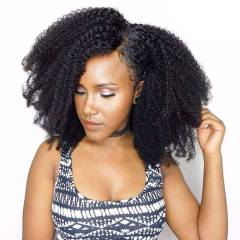 Kinky Curly Clip in Human Hair Extensions Natural Brazilian Human Hair Full Head