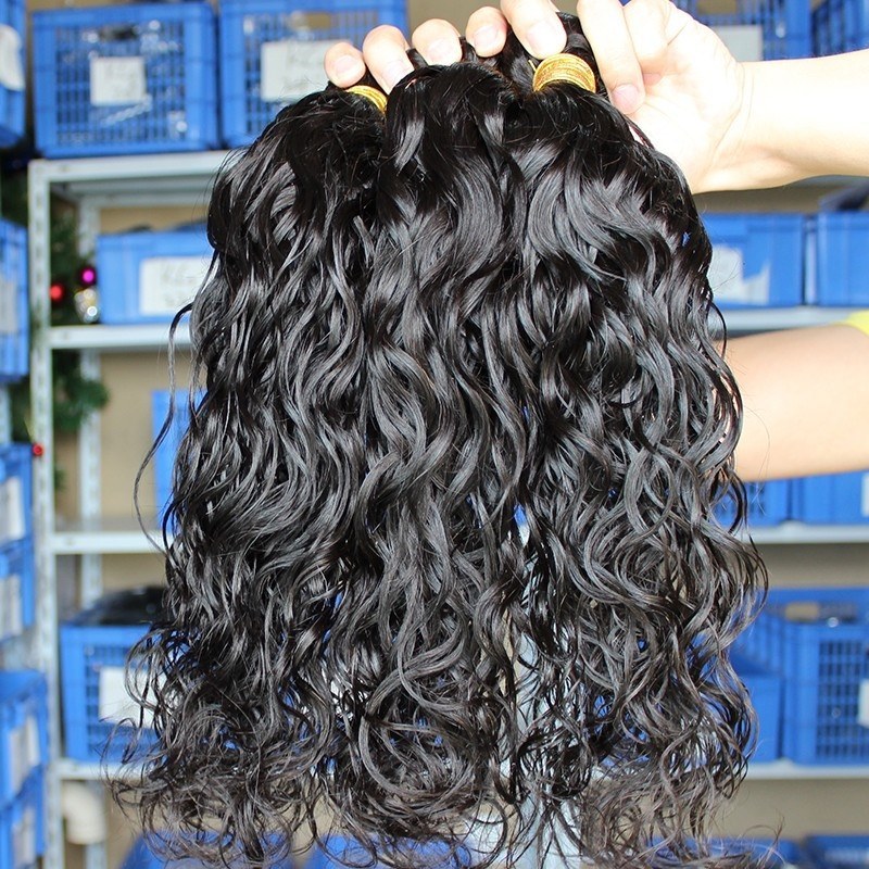 Water Wet Wave Hair Weave 3 Bundles Natural Color Malaysian Remy Human Hair