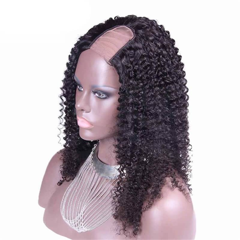 Kinky Curly Brazilian Virgin Human Hair U Part Wigs 8-24 in stock