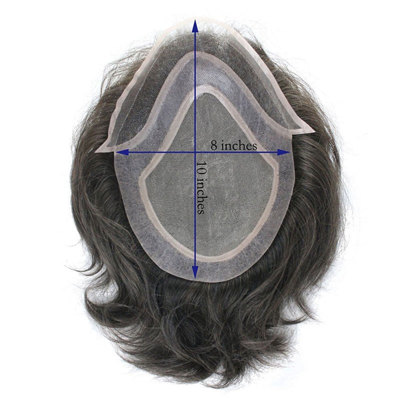 Dark Brown 4# Men's Hairpiece Human Hair Toupee Wig Super Thin Skin Hair 8x10