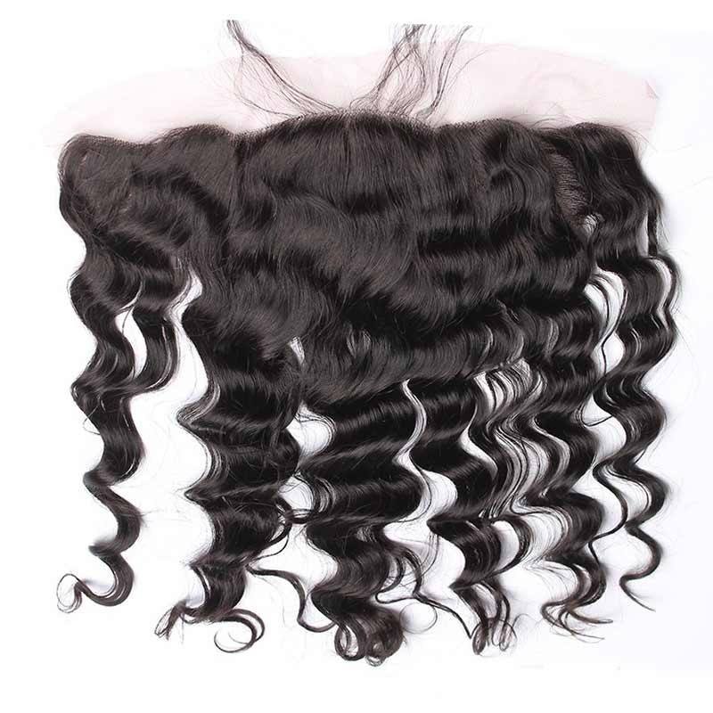 Natural Color Loose Wave Indian Remy Hair Lace Frontal Closure 13x4inchs