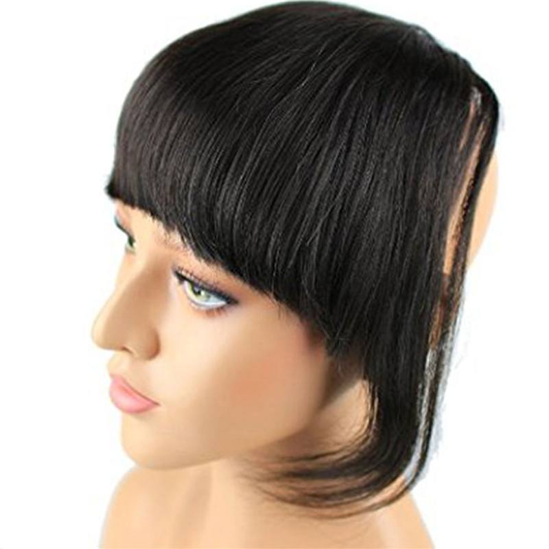 Brazilian Human Hair Clip-in Hair Bang Full Fringe Short Straight Hair Extension for women Natural Color 6-8inch