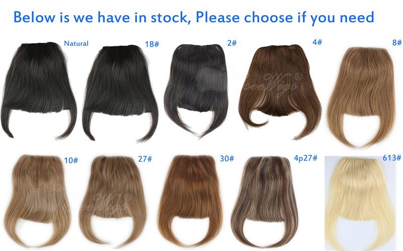 Human Hair Bangs 100% brazilian Virgin Hair Straight Clip in Bangs Machine Weft with Combs Natural Color