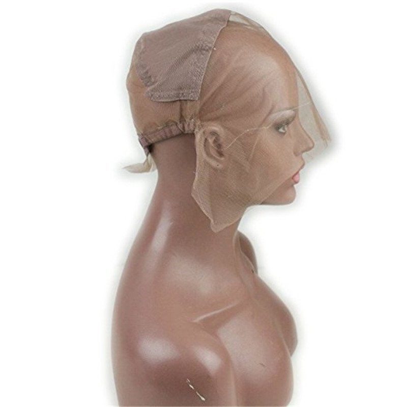 Full Lace Wig Cap for Making Wigs Swiss Lace Medium Brown Color for Wig Making (Full Lace Cap with Adjustable Straps)