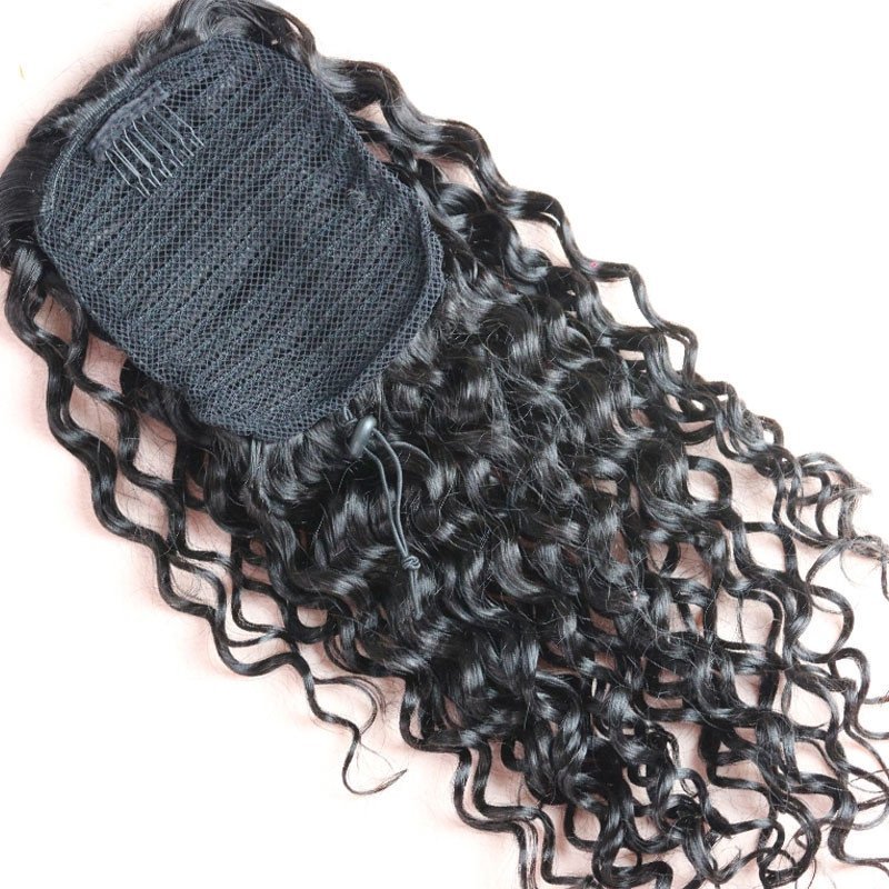 Brazilian Curly Virgin Hair Ponytail Hairpiece 100% Human Hair Clip In Ponytail Hair Extension