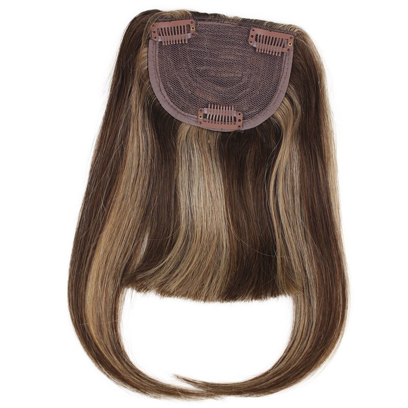 100% Human Hair Bangs Extensions Straight  European Hair Machine Weft with Combs Hair bangs Clip-in Full Fringe 6-8inch
