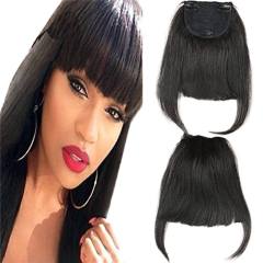 Brazilian Human Hair Clip-in Hair Bang Full Fringe Short Straight Hair Extension for women Natural Color 6-8inch