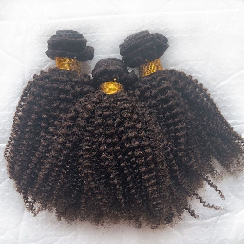 Sale 4A 4B Virgin Human Afro Kinky Hair Weave Bundles Top Grade 8"-40" Mongolian Kinky Curly Brown Hair Extension