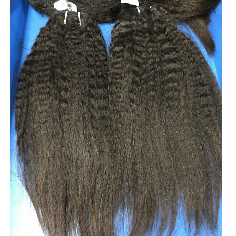 Big Stock Kinky Straight Weave Hair Natural Color Human Hair, Full Cuticle Aligned Kinky Straight Hair Grade 12A Virgin Hair