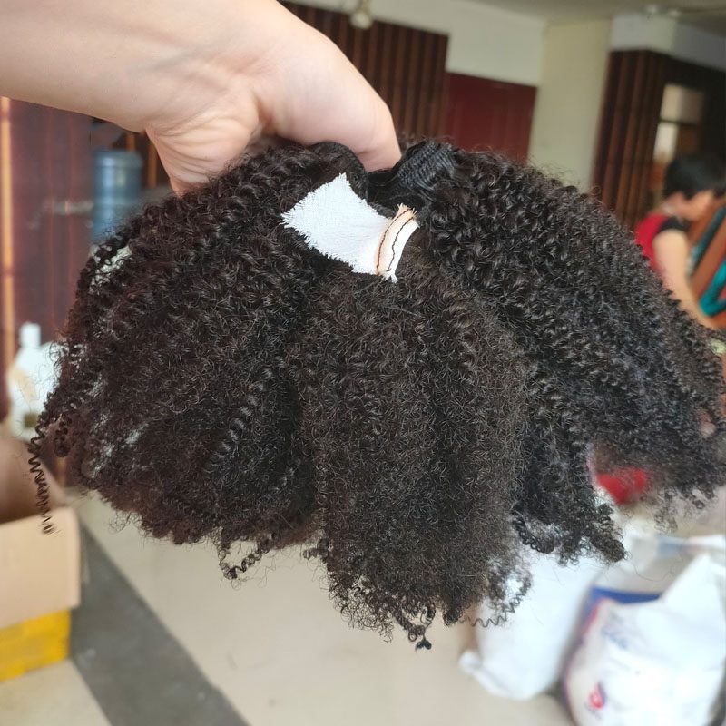 Sale Best Quality Curly Human Hair Extensions Natural Color Top Grade 12A Virgin Human Mongolian Kinky Curly 4C Hair
