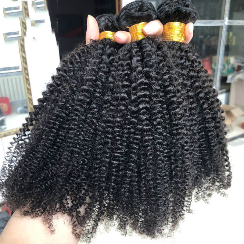 Sale Best Quality Human Hair Weave Bundles 8"-40" 100% Raw Unprocessed Virgin Mongolian Kinky Curly Hair With Closure
