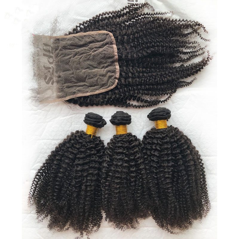 Sale Best Quality Human Hair Weave Bundles 8"-40" 100% Raw Unprocessed Virgin Mongolian Kinky Curly Hair With Closure