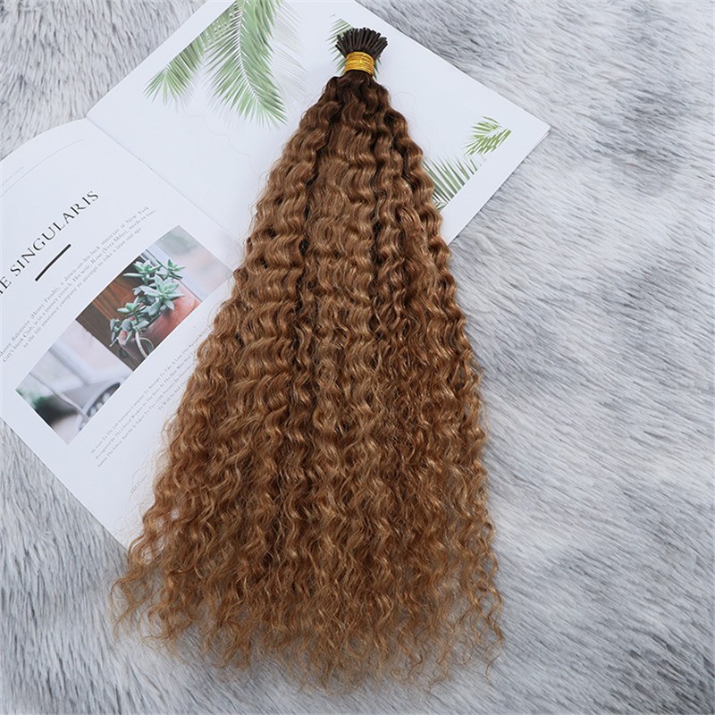 High Quality Double Drawn Kinky Curly Ombre Color Human Hair I Tips Hair Extensions