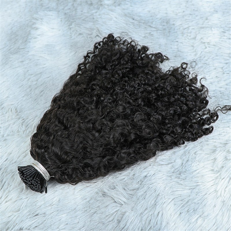 Wholesale Raw Indian Temple Human Hair Micro Links I Tip Kinky Curly Hair Extensions