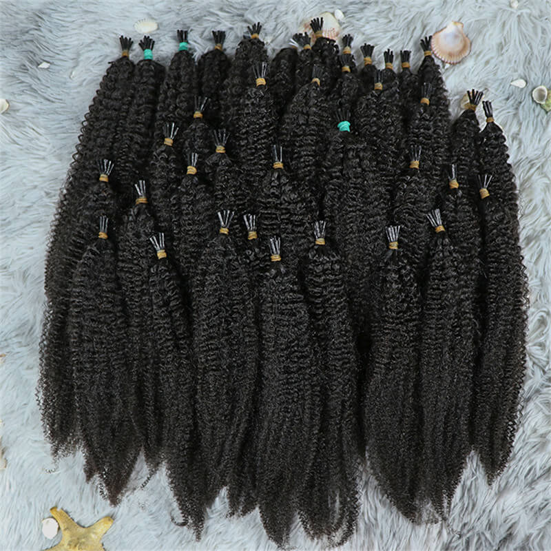 Wholesale Raw Human Hair Cuticle Aligned Micro Link Indian Temple I Tip Beads Hair Extensions