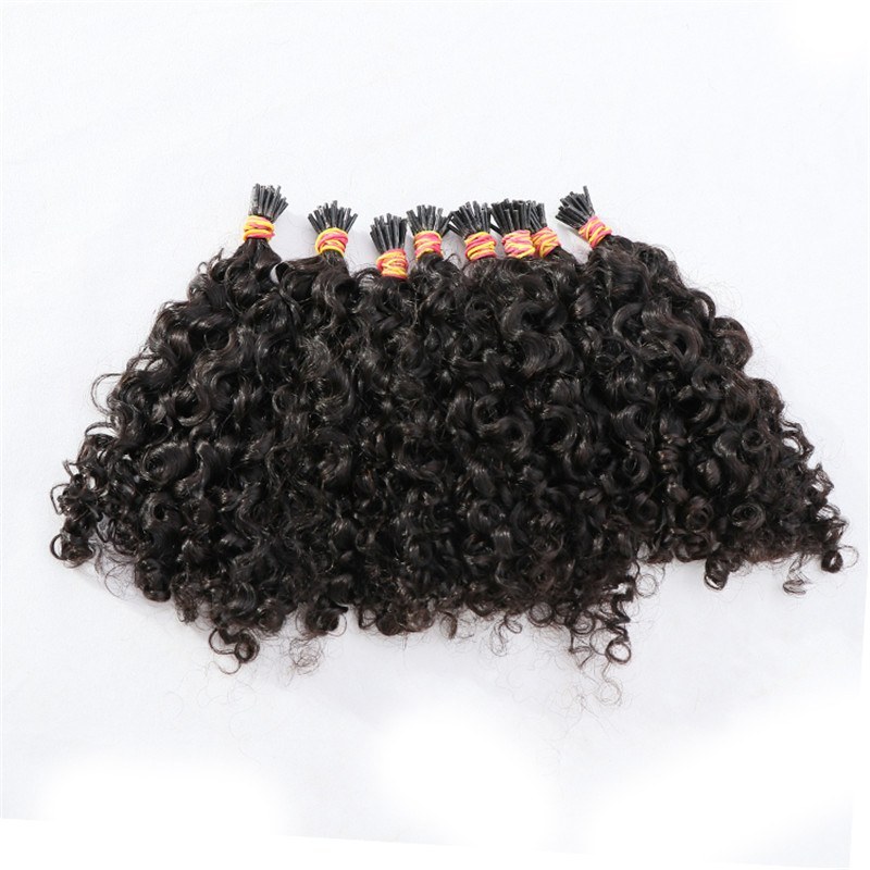 3A3B Kinky Curly Human Hair Wholesale India I Tip Hair Extension