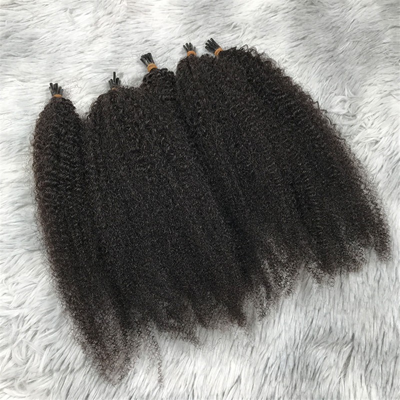 Wholesale Brazilian 4C Curly Human Hair Prebonded I Tip Human Hair Extensions