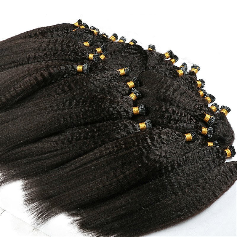 Wholesale 12A Itip Keratin Human Hair I Tip Hair Extensions Kinky Straight