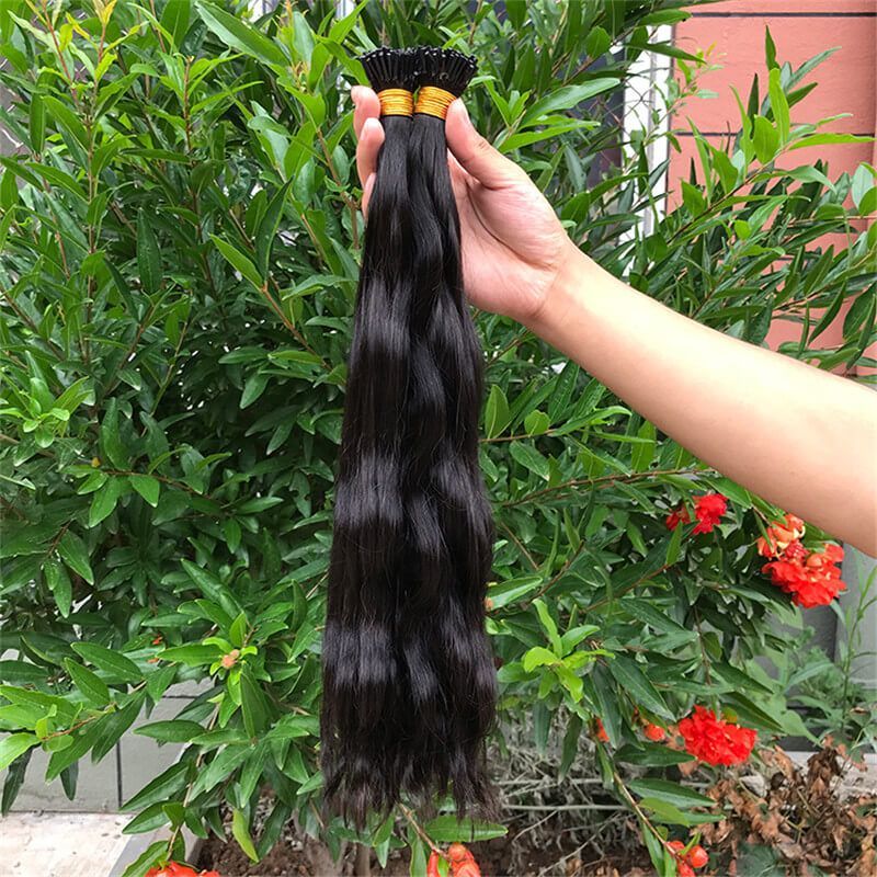 Raw Burmese Remy Cuticle Aligned Real Natural Wave 20Inch Pre Bonded Factory I Tip Hair Extension