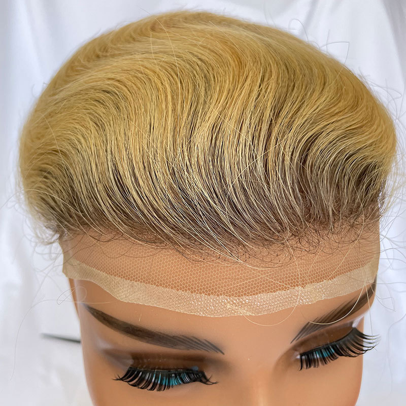 Toupee for men Hair pieces for men 100% human hair replacement system for men 10x8 Toupee mens hair piece Lace Base Ombre Blonde