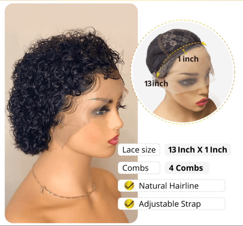 150%D Curly Bob Lace Front Wig Human Hair Short Bob J Part Lace Frontal Wigs Natural Black Pre Plucked with Baby Hair for Women