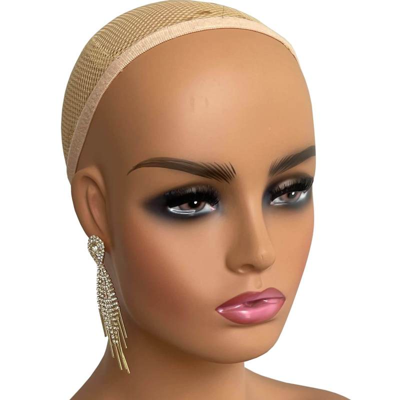 Eseewigs  Light Brown Realistic Female PVC Mannequin Head With Face and Shoulders Display Manikin Head Bust for Wigs,Makeup,Hats,Sunglasses Beauty Acc