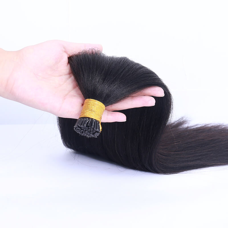 Light Yaki Straight Kinky Coarse Microlinks Hair Bulk Extenstions 1&2&3 Bundles I Tip Human Hair Microlinks Salon 3S Bulk Hair