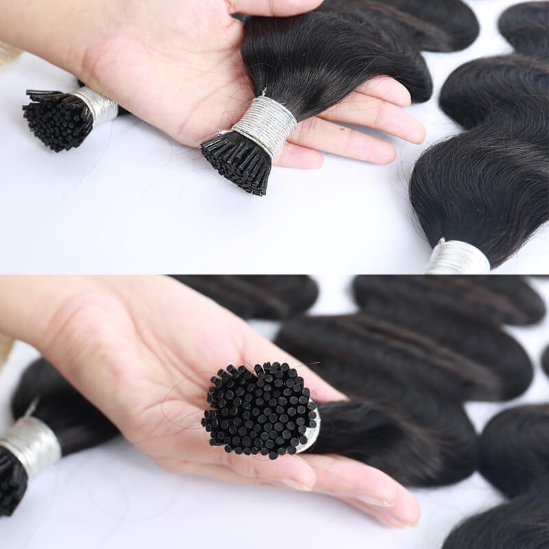 Body Wave I Tip Microlinks Human Hair Extensions For Women Natural Black 8-30 Inches 3 Bundles Brazilian Virgin Bulk Hair