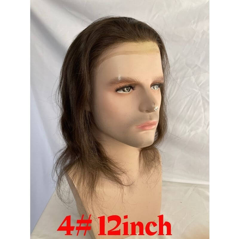 Toupee for Men Human Hair Swiss Lace Front Natural Hairline Hair Pieces Thin Skin PU V-looped Men's Hair Replacement System 10x8