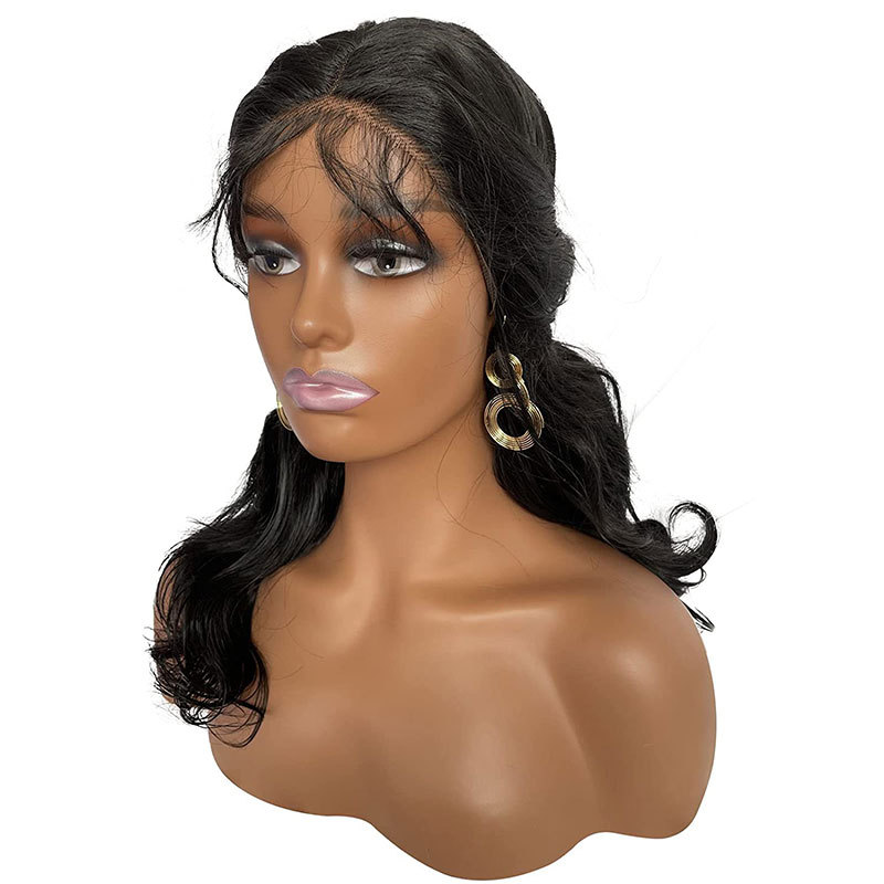 Mannequin Head with Shoulder Manikin PVC Head Bust Wig Head Stand with Makeup for Wigs Necklace Earrings Makeup,Hat Dark Brown