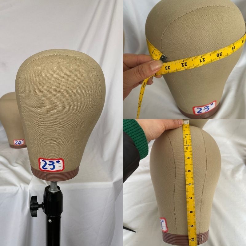 21''-24''Wig Head Cork Canvas Block Head Mannequin Head for Making Wigs Training-Display